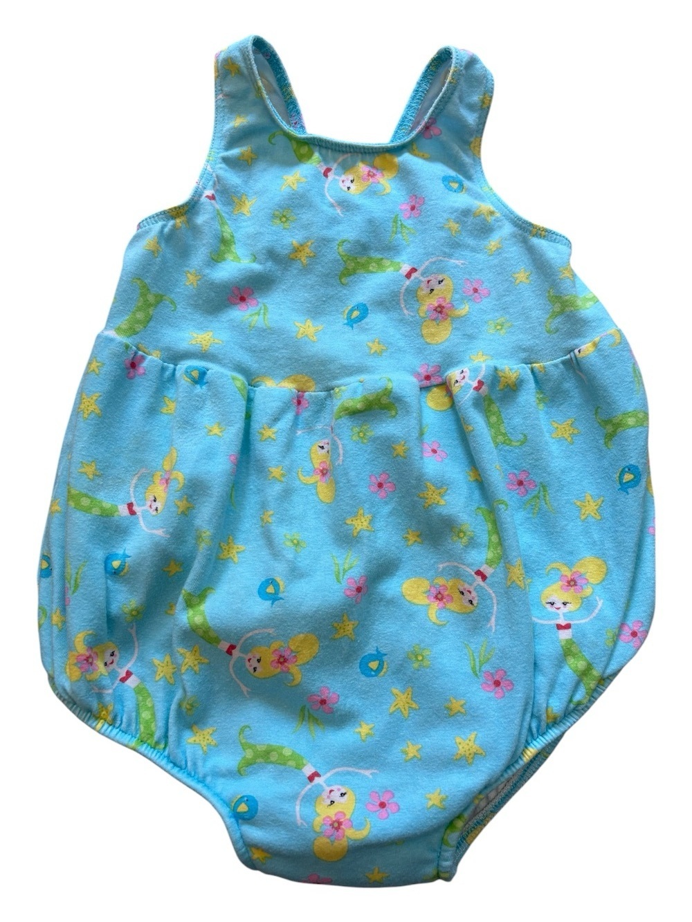 VTG 1987 Flap Happy Mermaid Baby Swimsuit Built-in Diaper 18M Made in USA Blue